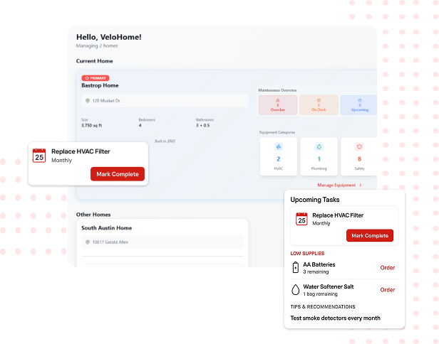 VeloHome dashboard